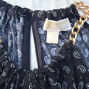 Michael Kors Black Paisley Top with Gold Chain Strap